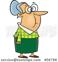 Cartoon White Senior Lady Standing and Waiting by Toonaday