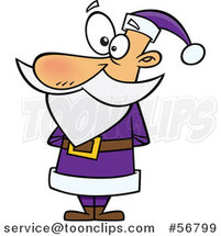 Cartoon Christmas Santa Claus Standing in a Purple Suit by Toonaday