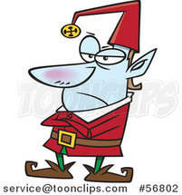 Cartoon Grumpy Christmas Elf Standing with Folded Arms by Toonaday