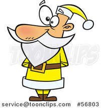 Cartoon Christmas Santa Claus Standing in a Yellow Suit by Toonaday