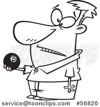 Cartoon Outline Guy Holding an Eight Ball by Toonaday