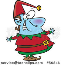 Cartoon Blue Fat Christmas Elf by Toonaday