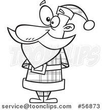 Cartoon Outline Christmas Santa Claus in a Plaid Suit by Toonaday