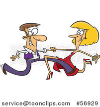 Cartoon Skinny Long Legged White Couple Dancing by Toonaday