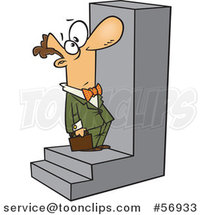 Cartoon White Businessman Looking up at a Big Step by Toonaday
