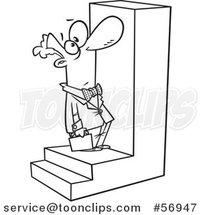 Cartoon Outline Businessman Looking up at a Big Step by Toonaday