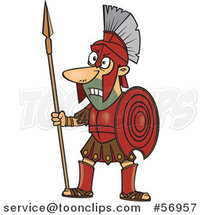 Cartoon Greek God of War, Ares, in Full Armor, Holding a Spear by Toonaday