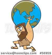 Cartoon Greek God, Atlas, Carrying Earth by Toonaday