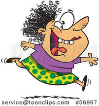 Cartoon Crazy Lady Running and Leaping on Insanity Day by Toonaday
