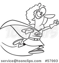 Cartoon Outline Super Granny Running to the Rescue by Toonaday