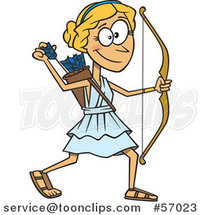 Cartoon Artemis Shooting Arrows by Toonaday