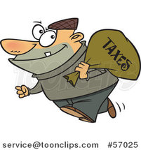 Cartoon White Robber Carrying a Bag of Taxes by Toonaday