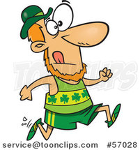 Cartoon St Patricks Day Leprechaun Running a Marathon by Toonaday