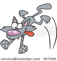 Cartoon Gray Cat Pouncing by Toonaday