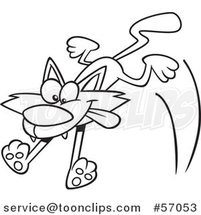 Cartoon Outline Cat Pouncing by Toonaday