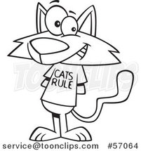 Cartoon Outline Kitty Wearing a Cats Rule Shirt by Toonaday