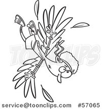 Cartoon Outline Scene of Icarus Falling After the Wax on His Wings Melted by Toonaday
