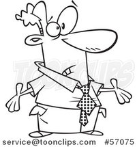 Cartoon Outline Businessman with Turned out Pockets After Being Taxed by Toonaday