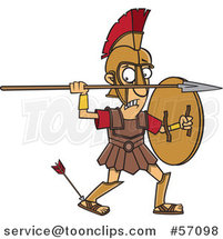 Cartoon Greek God, Achilles, with an Arrow in His Heel by Toonaday