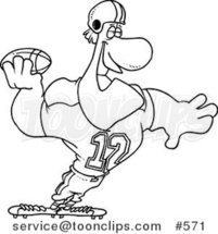 Cartoon Line Art of a Strong Quaterback Holding a Football by Toonaday