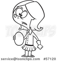 Cartoon Outline Bratty and Spoiled Girl, Veruca Salt, Holding an Egg by Toonaday