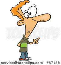 Cartoon Young Red Haired White Guy Holding up a Finger by Toonaday