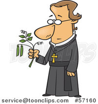 Cartoon Friar Guy, Gregor Mendel, Holding a Pea Plant by Toonaday