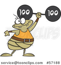Cartoon Strong Flea Lifting a Heavy Barbell by Toonaday