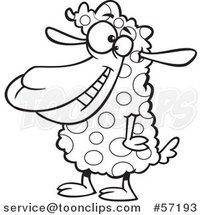Cartoon Outline Sheep with Spotted Wool by Toonaday