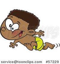 Cartoon Black Boy Running on a Beach by Toonaday