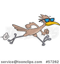 Cartoon Running Roadrunner Bird Wearing Sunglasses by Toonaday