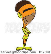 Cartoon Super Black Guy Standing with His Arms Folded by Toonaday