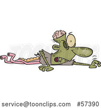 Cartoon Zombie with His Lower Body Missing and Guts Hanging Out, Crawling in the Ground by Toonaday