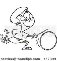 Cartoon Outline of Roman Boy Wheeling a Ring by Toonaday