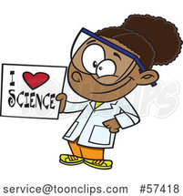 Cartoon Black Girl Holding an I Love Science Sign by Toonaday