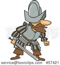 Cartoon Mad Conquistador Holding a Sword by Toonaday