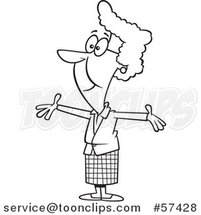 Cartoon Outline of Happy Granny Wanting a Hug by Toonaday