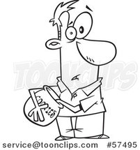 Cartoon Outline of Guy Caught with His Hand in the Cookie Jar by Toonaday