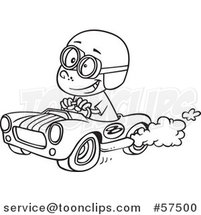 Cartoon Outline of Boy Driving a Race Car by Toonaday