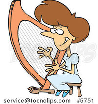 Cartoon Lady Playing a Harp by Toonaday