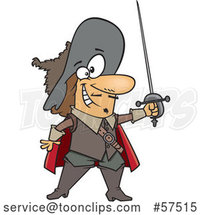 Cartoon Musketeer Holding a Sword by Toonaday