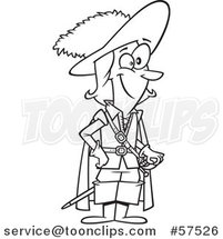 Cartoon Outline of Guy, Charles De Batz-Castelmore D Artagnan by Toonaday