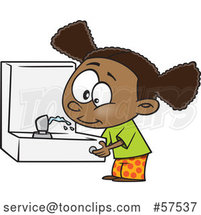 Cartoon Black Girl Drinking from a Fountain by Toonaday