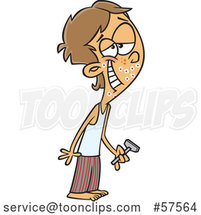 Cartoon White Teenage Guy Shaving for the First Time by Toonaday