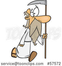 Cartoon Father Time Walking with a Scythe by Toonaday