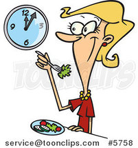 Cartoon Lady Eating a Healthy Lunch by Toonaday