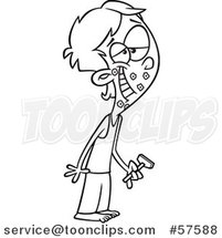 Cartoon Outline of Teenage Man Shaving for the First Time by Toonaday