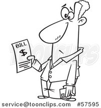 Cartoon Outline of Man Holding a Bill by Toonaday