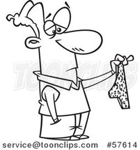 Cartoon Outline of Unenthused Man Holding out Tighties Underwear by Toonaday