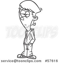 Cartoon Outline of Teenage Guy by Toonaday